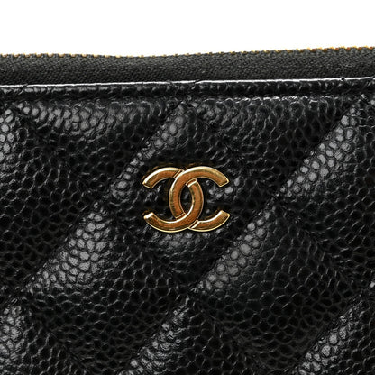 Caviar Quilted Large Gusset Zip Around Wallet Black
