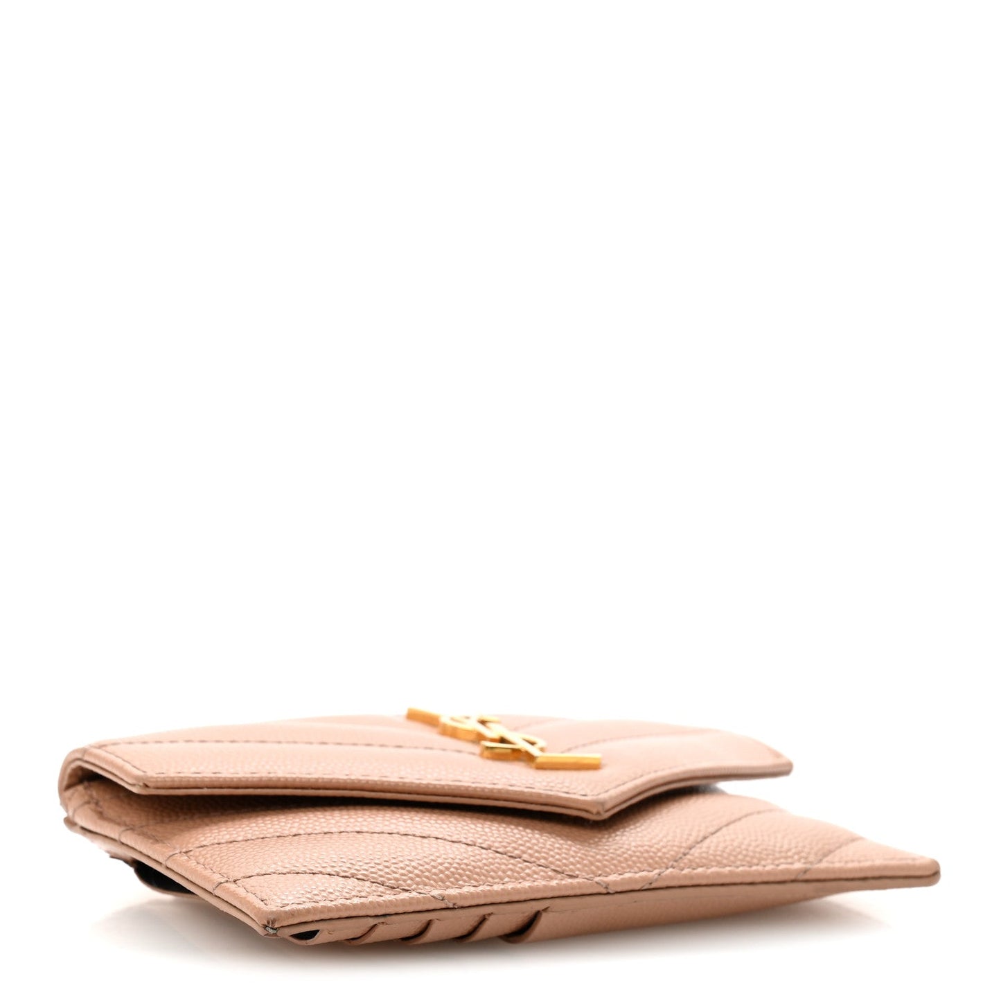 Grain De Poudre Matelasse Chevron Monogram Compact Wallet Case Dark Beige