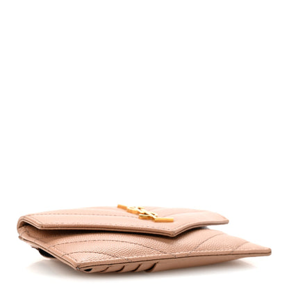 Grain De Poudre Matelasse Chevron Monogram Compact Wallet Case Dark Beige