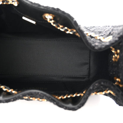 Tweed Quilted Mini Chanel 25 Handbag Black