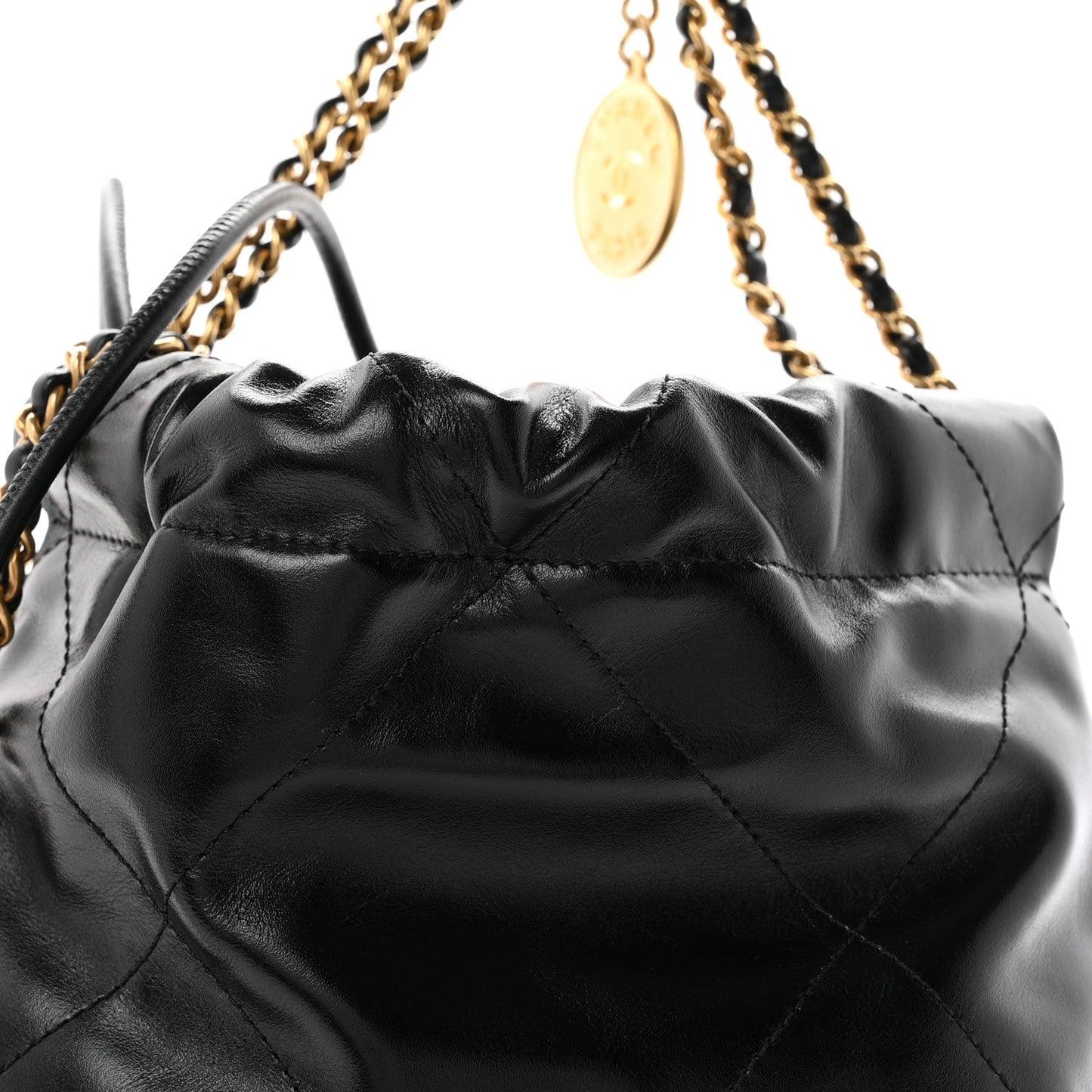 Shiny Calfskin Quilted Mini Chanel 22 Black