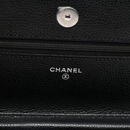 Caviar Quilted Wallet on Chain WOC Black