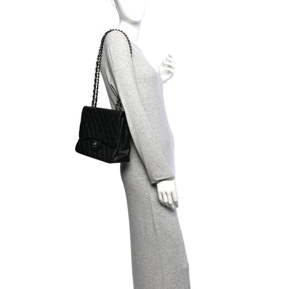 Lambskin Quilted Jumbo Single Flap Black