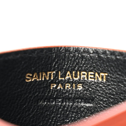 Lambskin Matelasse Chevron Monogram Credit Card Case Dark Mandarin