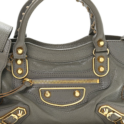 Chevre Gold Metallic Edge Hardware Mini City Gris Acier