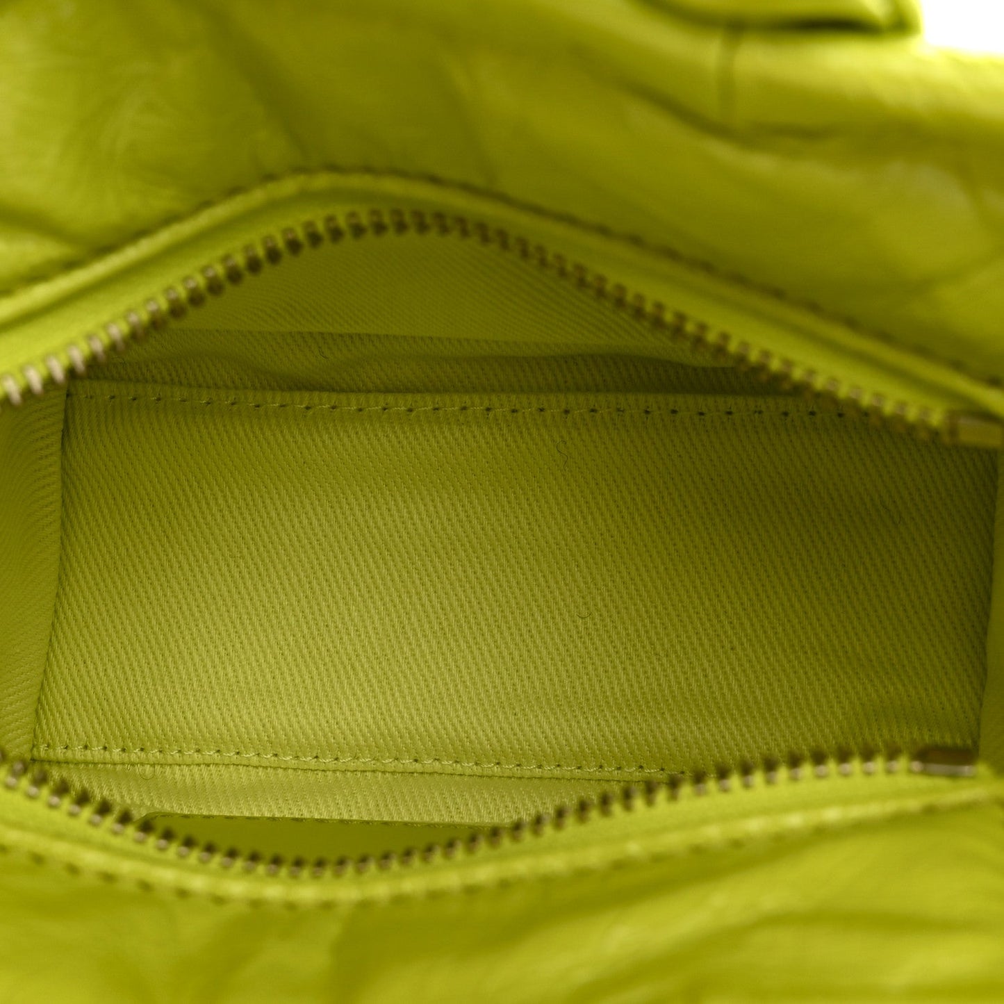 Shiny Crinkled Calfskin Mini The Tote Bag Acid Lime