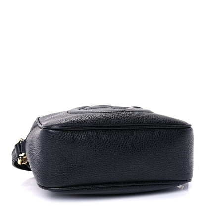 Pebbled Calfskin Small Soho Disco Bag Black