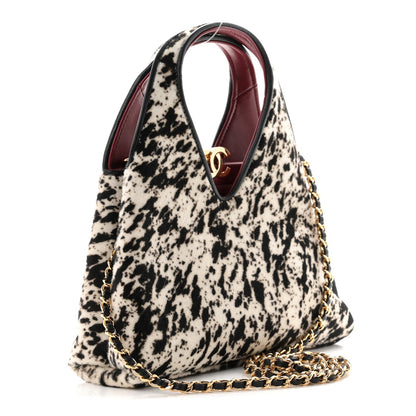 Pony Hair Printed Chic Lady Small Shopping Tote White Black
