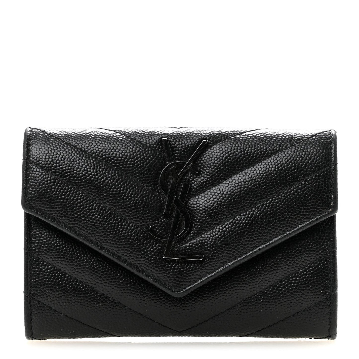 Grain De Poudre Matelasse Chevron Small Monochrome Monogram Envelope Wallet Black Black