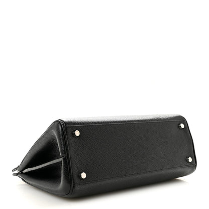 Grainy Calfskin Small Zumi Top Handle Bag Black