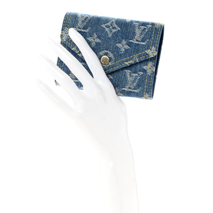 Denim Monogram Jacquard Victorine Wallet Blue