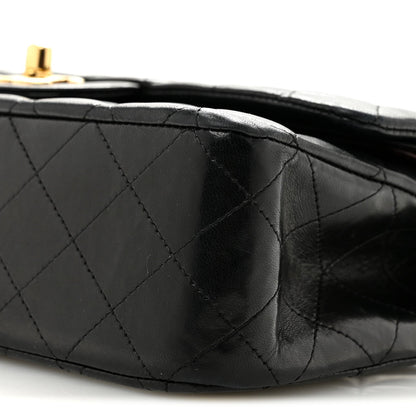 Lambskin Quilted Medium Double Flap Black