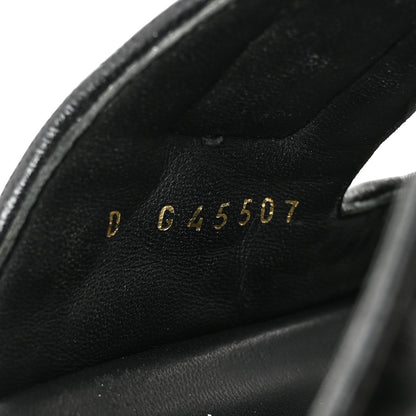 Lambskin Quilted Velcro Dad Chain CC Slide Sandals 36 Black