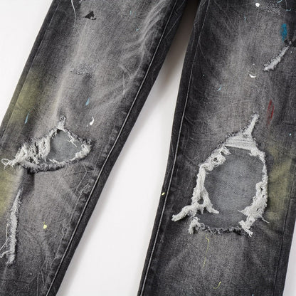 Jeans neri verniciati a spruzzo Amr