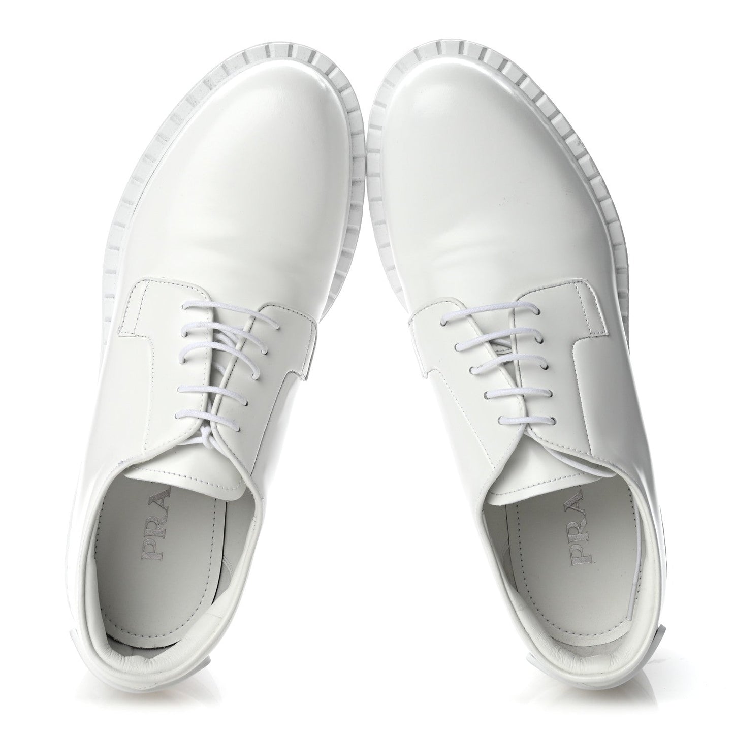 Spazzolato Calzature Donna Triangle Logo 50mm Derby Loafers 38.5 White 38.5 White