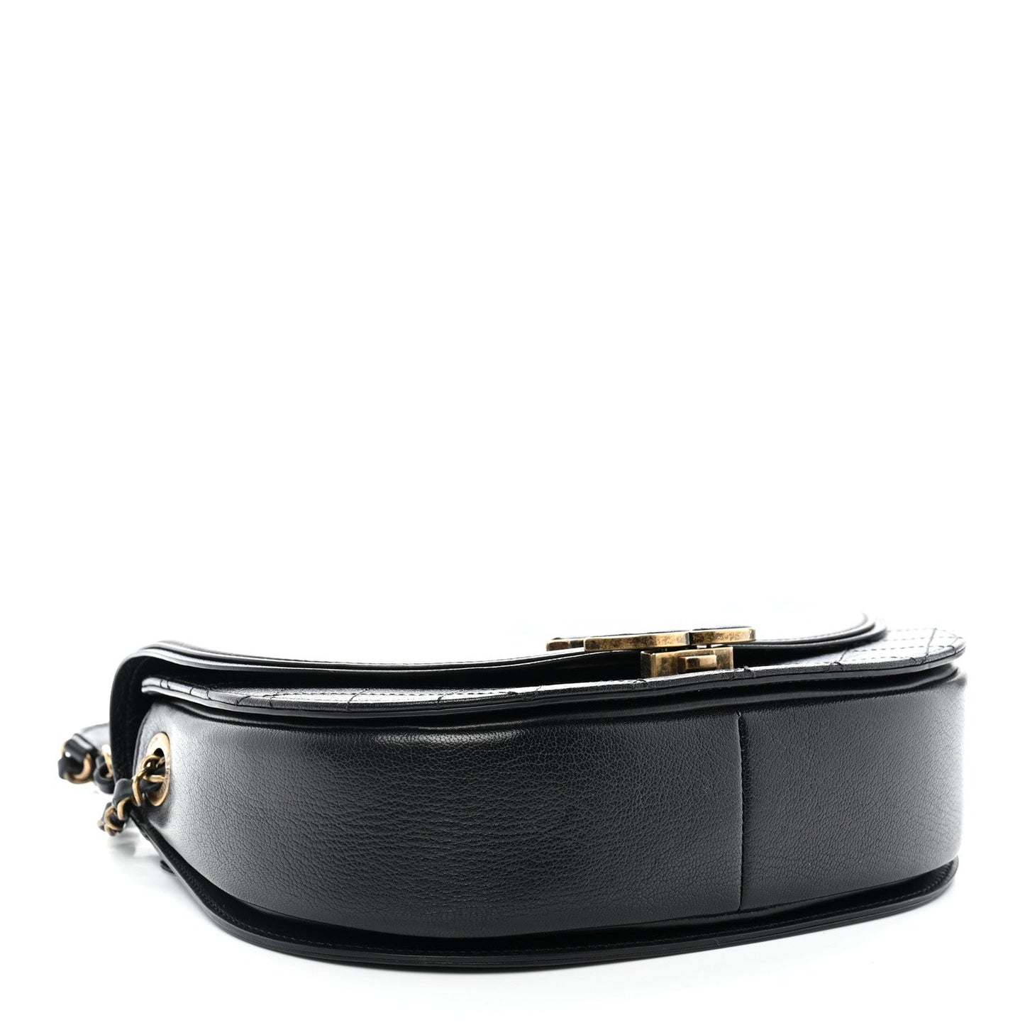 Shiny Calfskin Goatskin Quilted Medium Coco Curve Messenger Flap Black