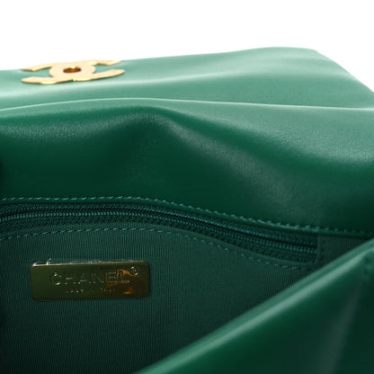 Lambskin Quilted Medium 19 Flap  Green