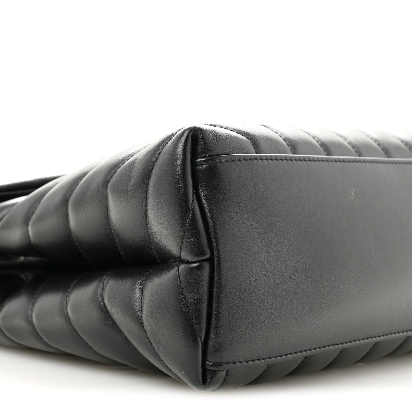 Calfskin Y Quilted Monogram Monochrome Medium Loulou Chain Satchel Black