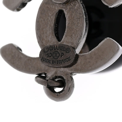 Ruthenium Bead CC Drop Earrings Black