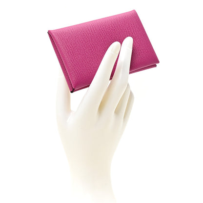 Epsom Calvi Card Case Rose Pourpre