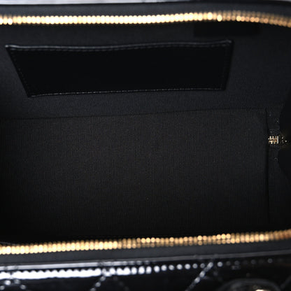 Patent Quilted Top Handle Vanity Case Black
