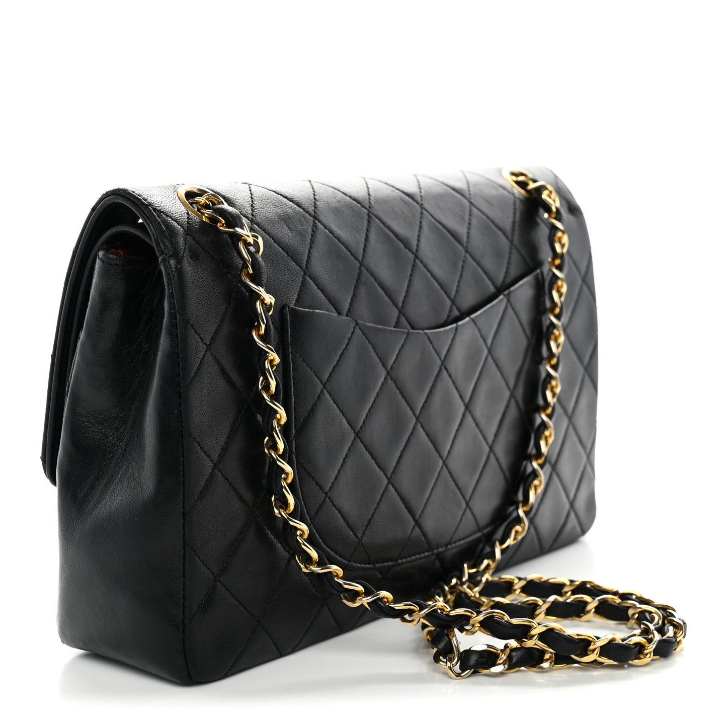 Lambskin Quilted Medium Double Flap Black