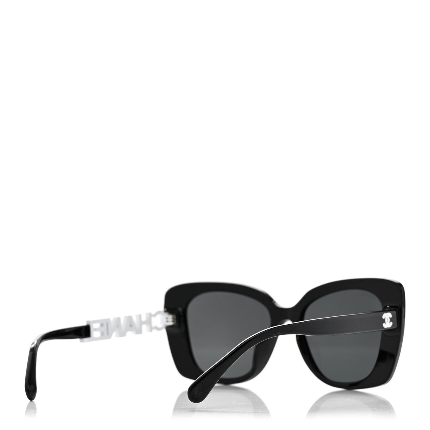 Acetate Strass Square Sunglasses 5422-B-A Black White