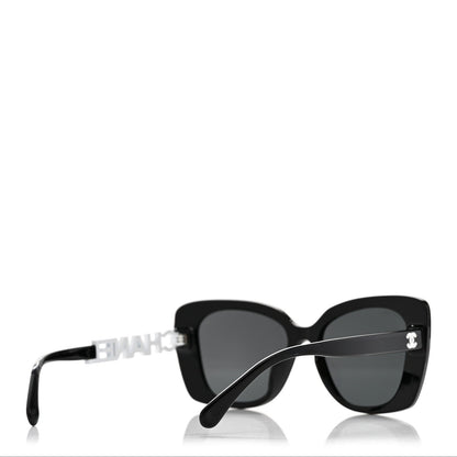 Acetate Strass Square Sunglasses 5422-B-A Black White