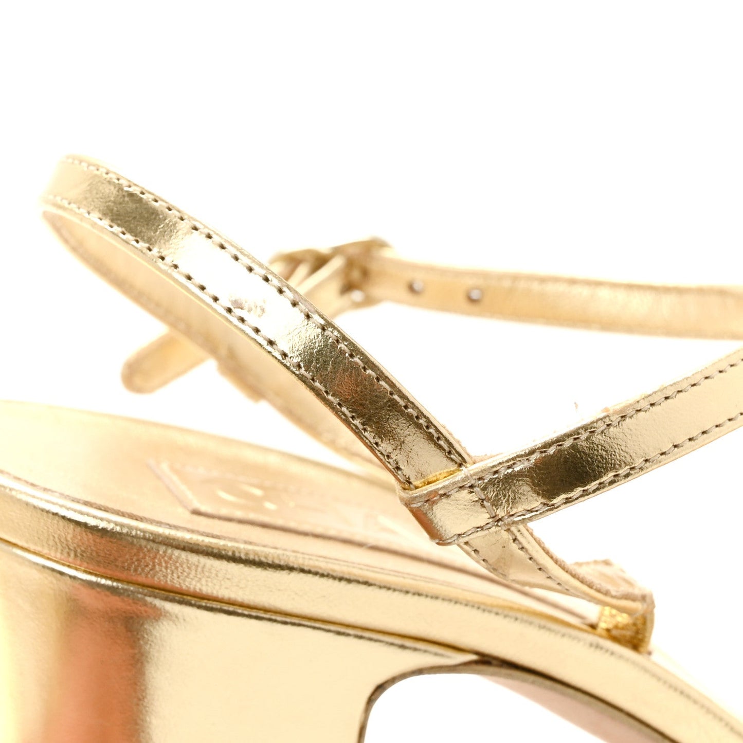 Metallic Lambskin CC Strappy Sandals 38 Gold