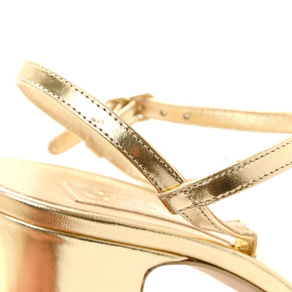 Metallic Lambskin CC Strappy Sandals 38 Gold
