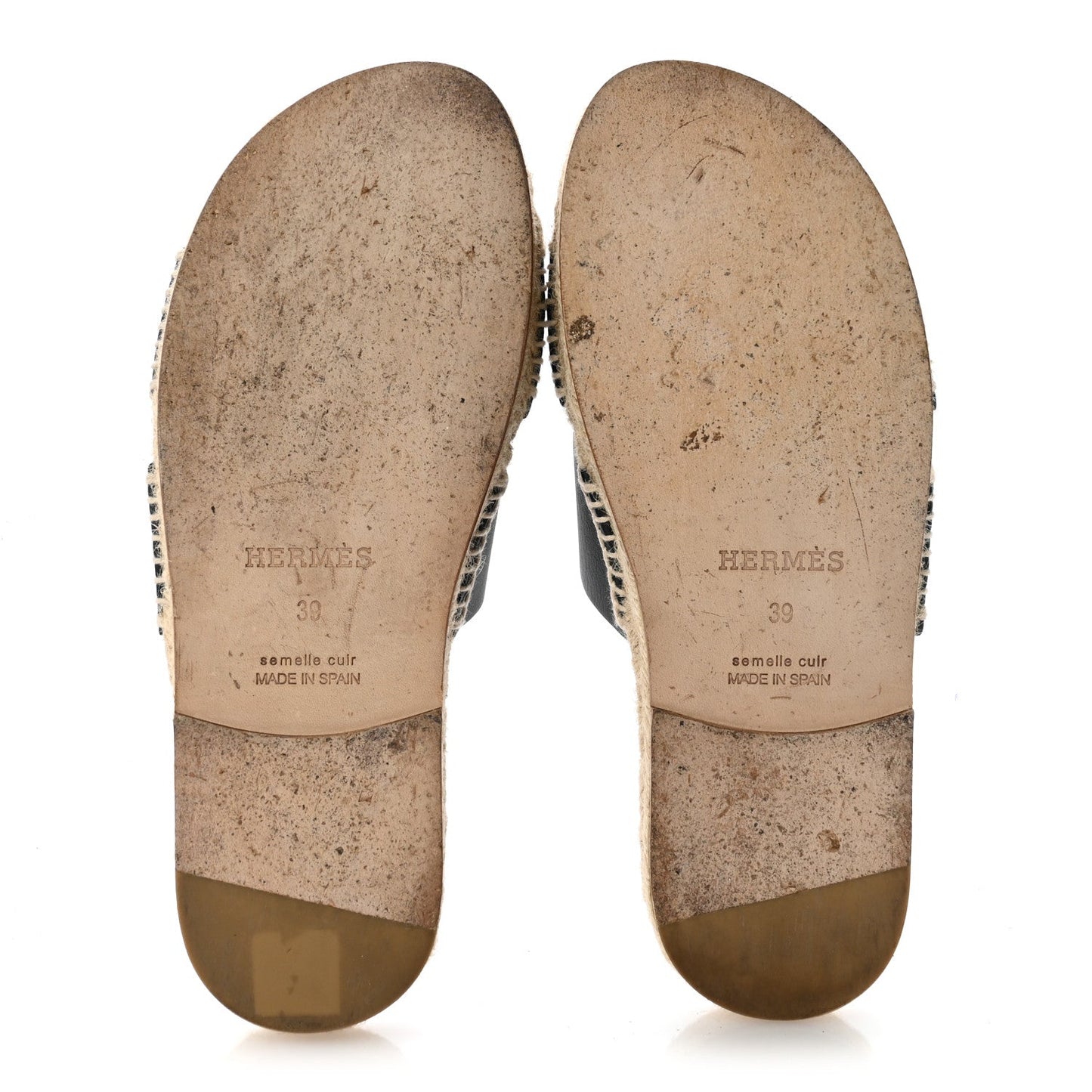 Calfskin Mens Antigua Espadrille Sandals 39 Black