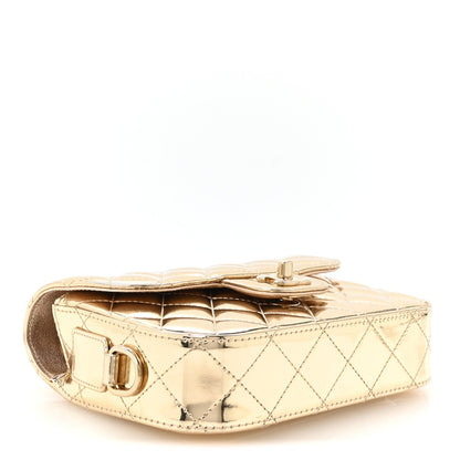 Mirror Calfskin Metallic Calfskin Quilted Hollywood Boulevard Mini Flap With Star Coin Purse Gold