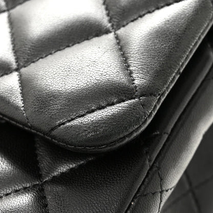 Lambskin Quilted Maxi Double Flap Black