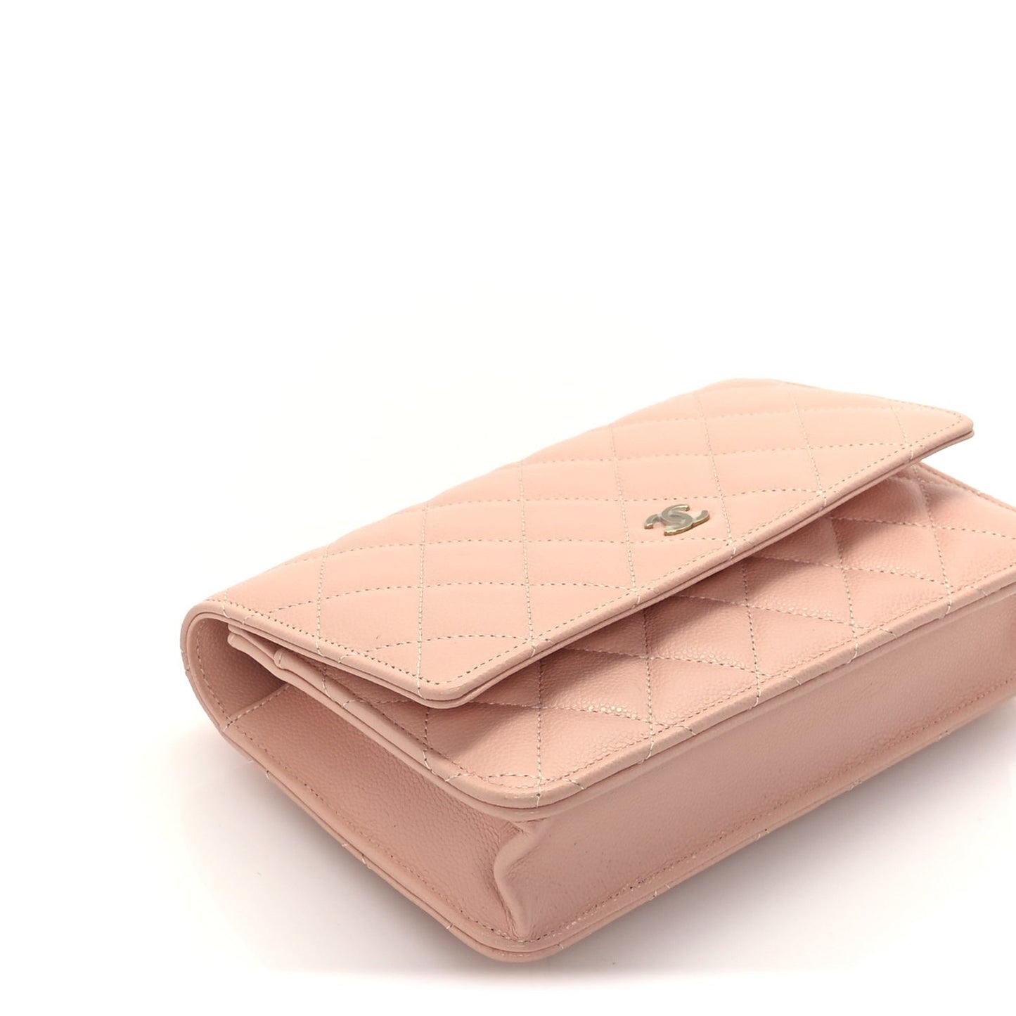 Caviar Quilted Wallet on Chain WOC  Light Pink
