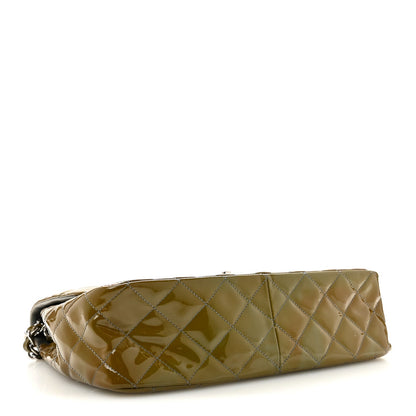 Patent Quilted Jumbo Single Flap Grey