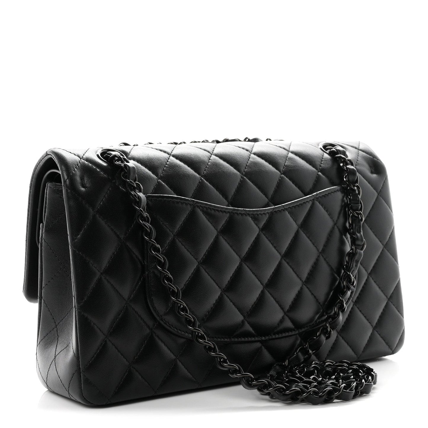 Lambskin Quilted Medium Double Flap So Black