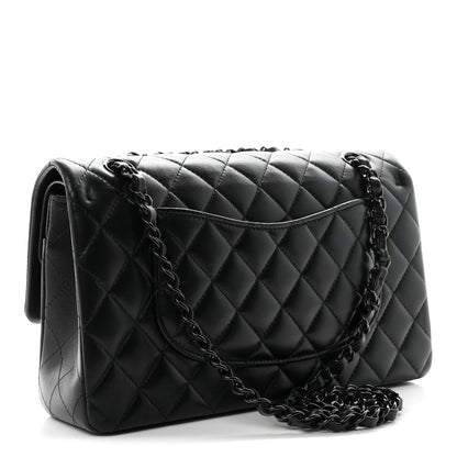Lambskin Quilted Medium Double Flap So Black