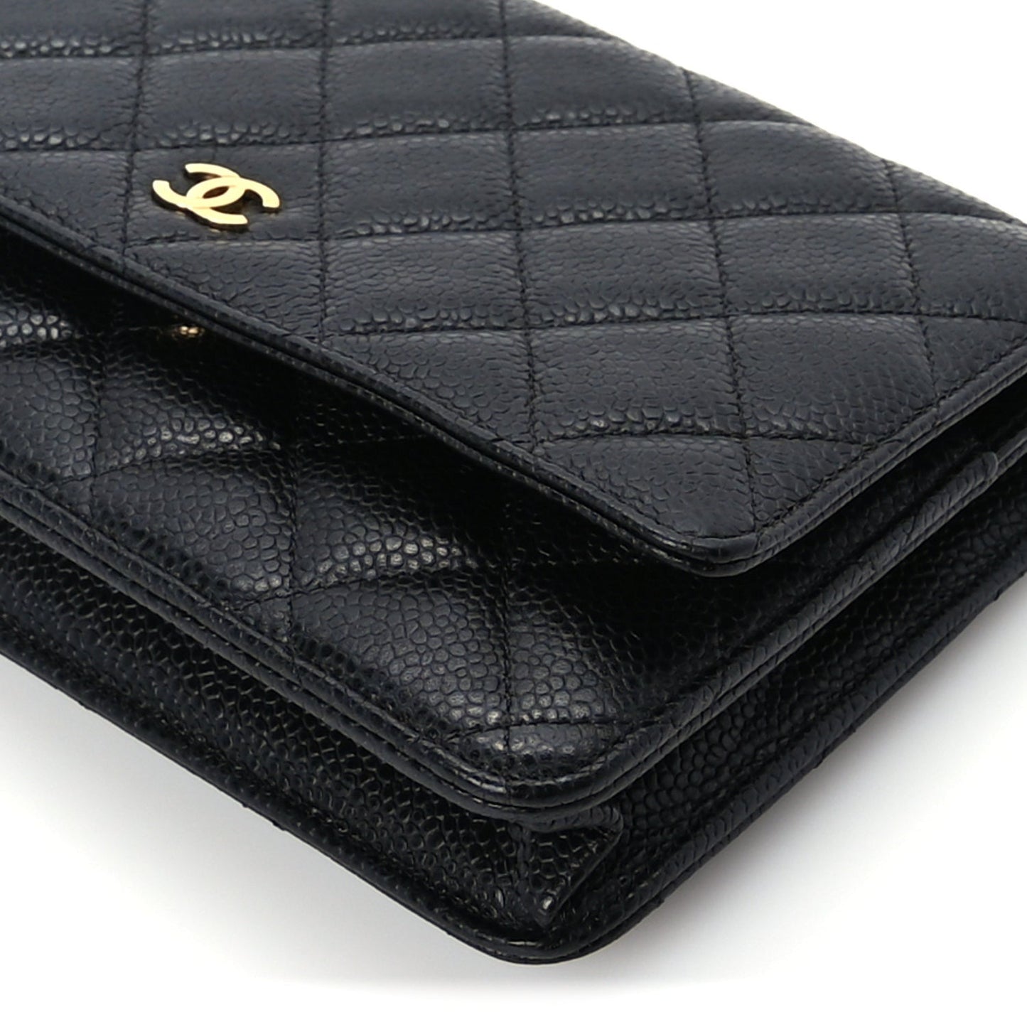Caviar Quilted Wallet On Chain WOC Black