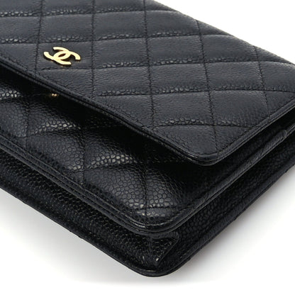 Caviar Quilted Wallet On Chain WOC Black