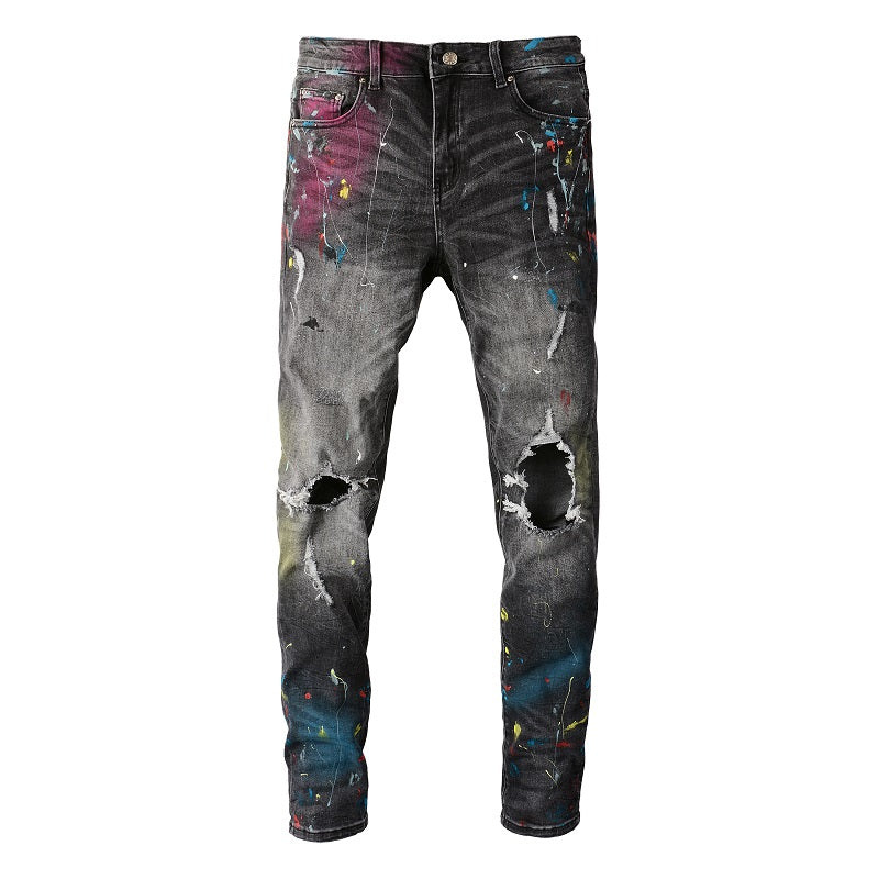 Jeans neri verniciati a spruzzo Amr