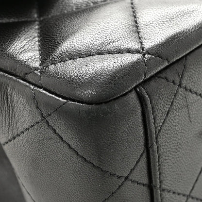 Lambskin Quilted Maxi Double Flap Black