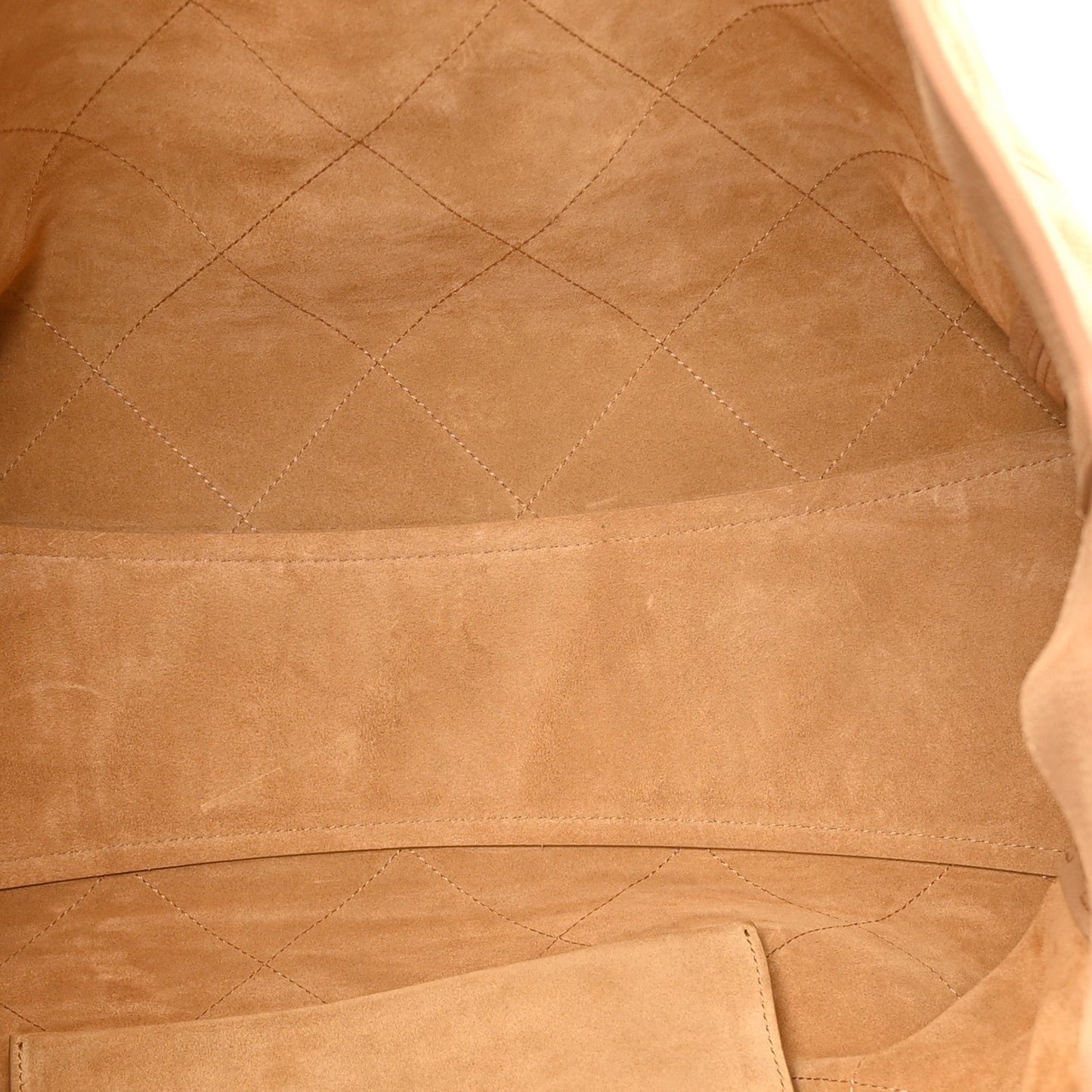 Grained Nubuck Calfskin Quilted Maxi Shopping Bag Beige