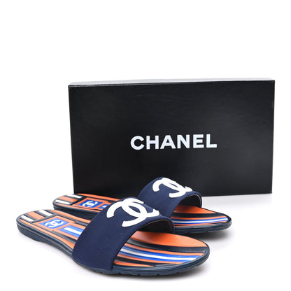 Rubber CC Mules Sandals  38  Dark Navy Blue Orange
