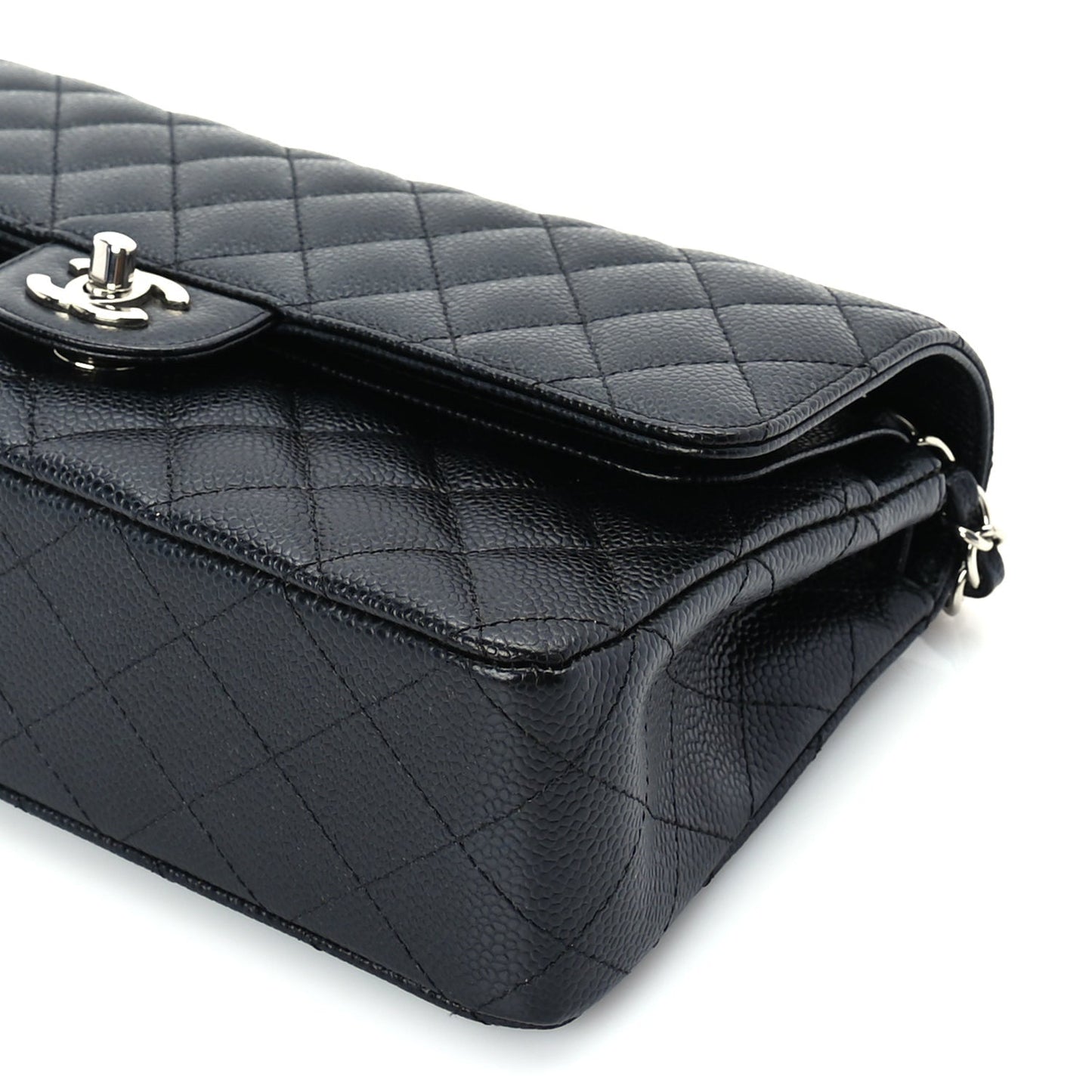 Caviar Quilted Medium Double Flap Black