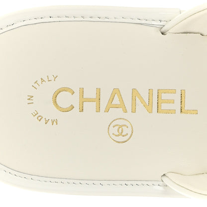 Patent Calfskin Camellia Thong Sandals 37.5 White