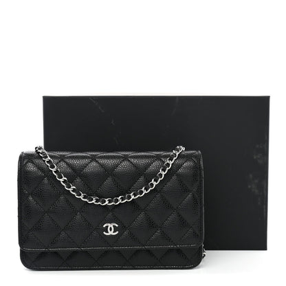 Caviar Quilted Wallet on Chain WOC Black