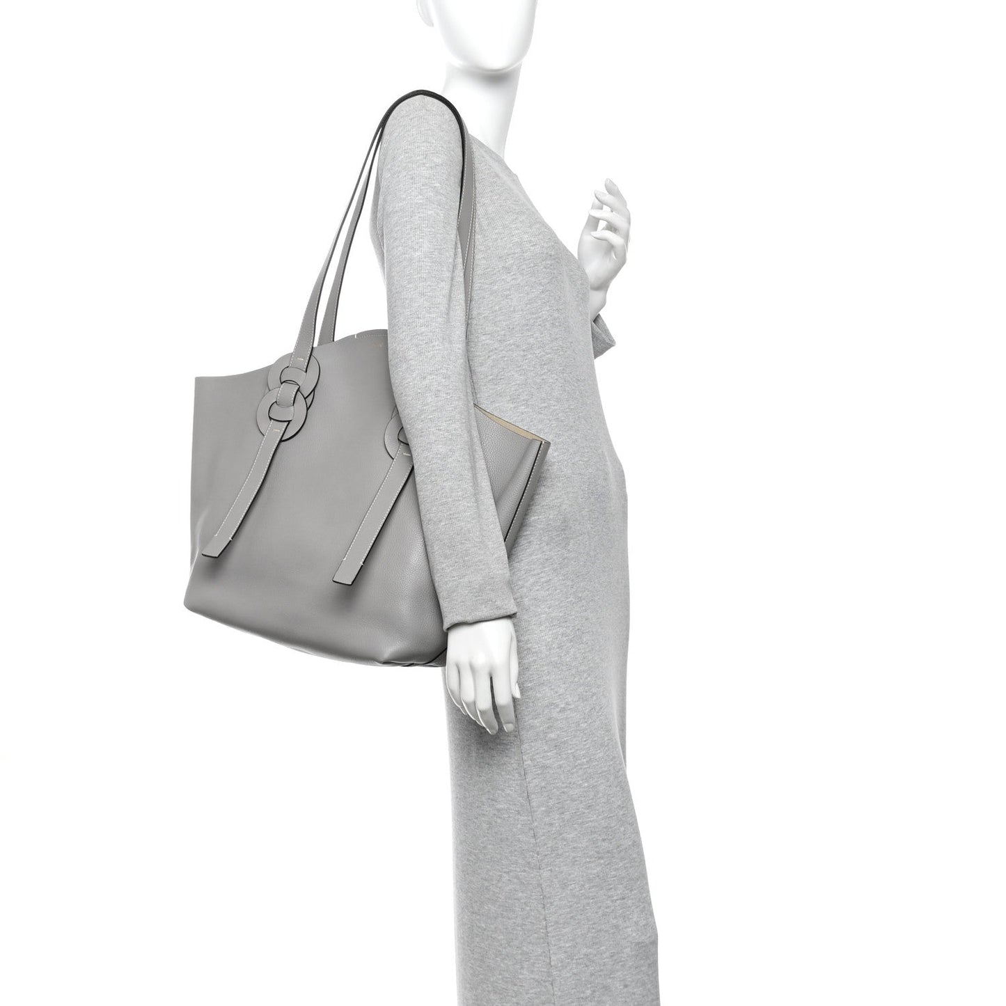 Small Grain Smooth Calfskin Medium Darryl Tote Motty Grey