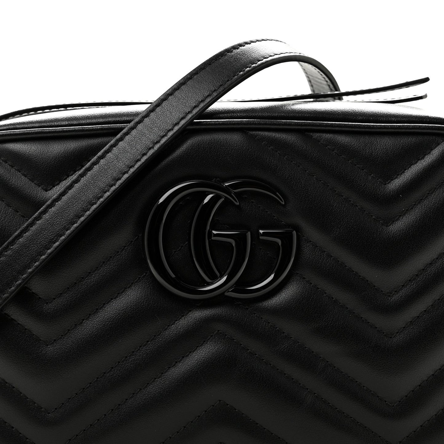 Calfskin Matelasse Monochrome Small GG Marmont Chain Shoulder Bag Black