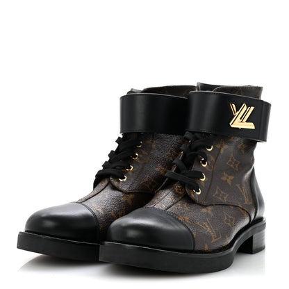 Calfskin Monogram Wonderland Flat Ranger Boots 41 Black