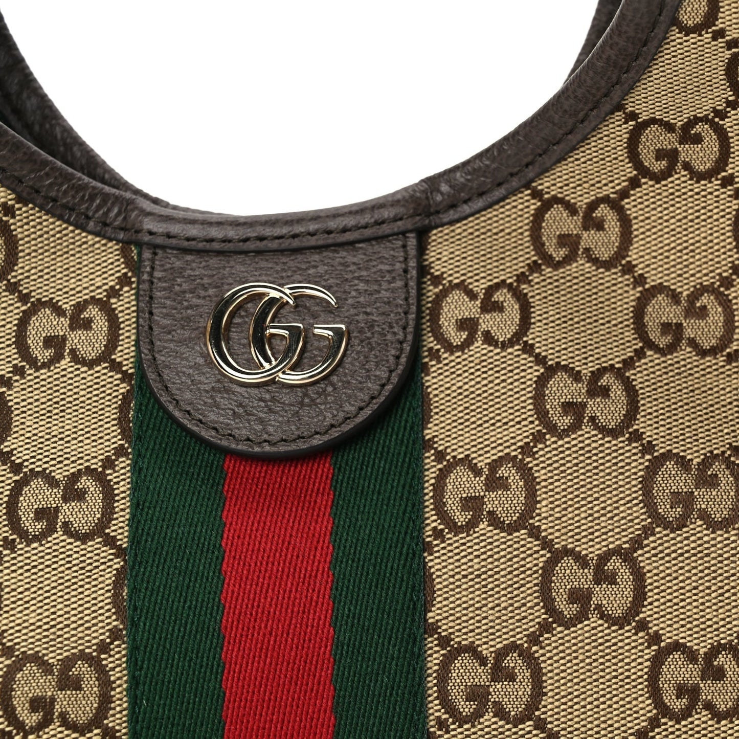 Monogram Web Small Giglio Tote Beige  Dark Brown